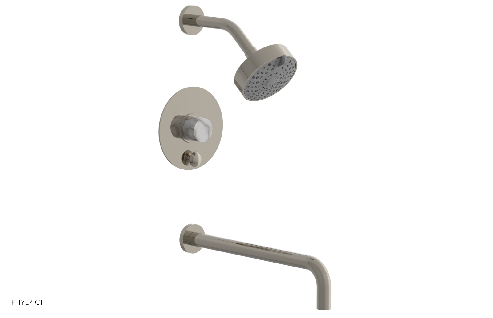 BASIC II 14 Pressure Balance Tub and Shower Faucet Set - White Marble Finish for Bathroom & Shower Installation (Model 230 28 14) | Perfect for Modern Home Renovation & Spa-Like Experience