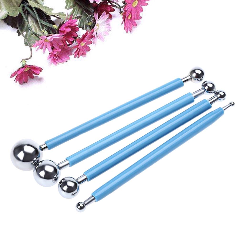 4-Piece Metal Fondant Cake Decorating Tools Set - DIY Gumpaste Modeling Clay Sculpting Kit for Professional Cake Design | Perfect for Birthday, Wedding & Baking Projects