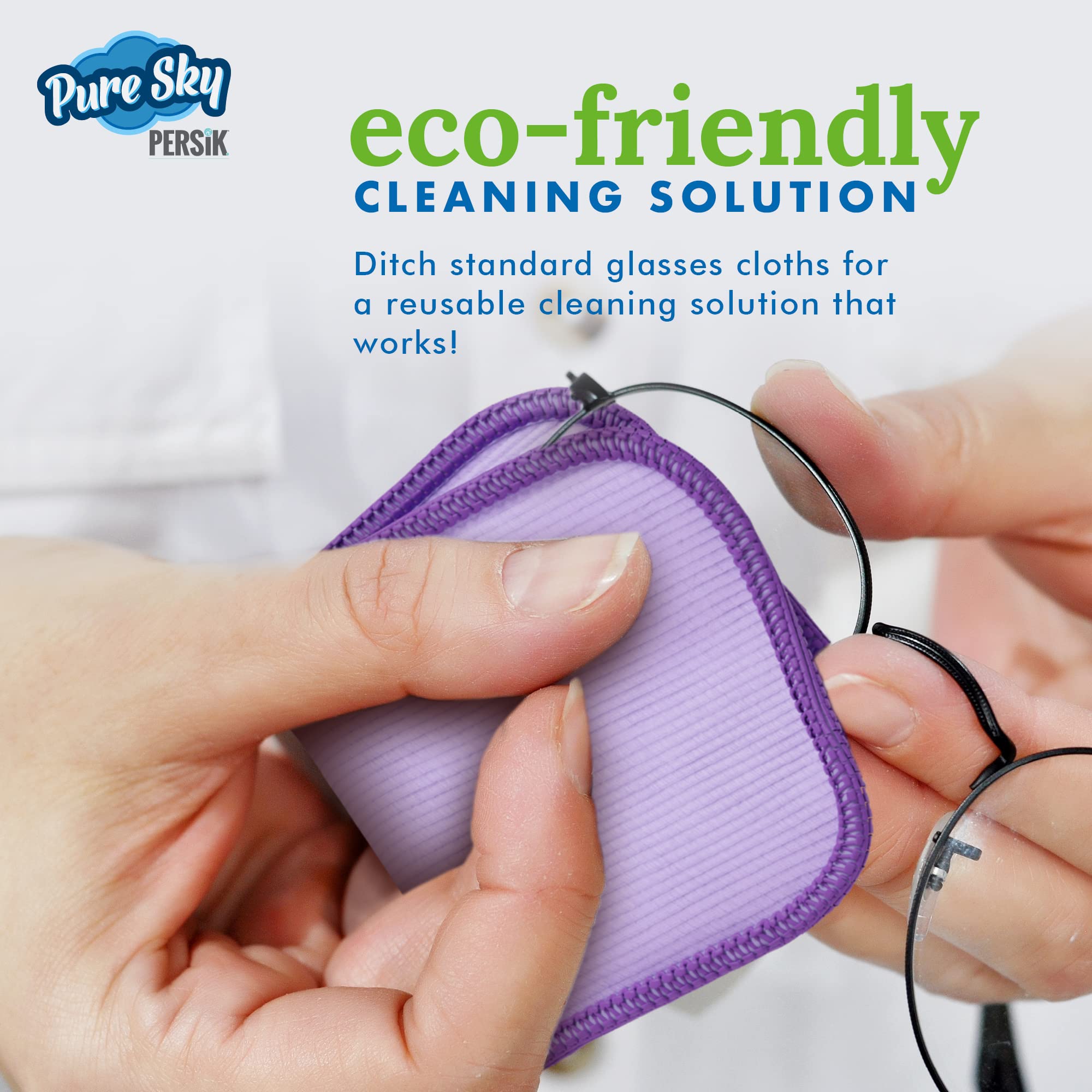 Pure-Sky Premium Microfiber Eyeglass Cleaning Cloth - Streak-Free Lens Wipes for Glasses, Screens & Cameras - No Wiping Marks - 3 Pack - Perfect for iPhone, iPad, Tablets & Eyewear - Ideal for Home, Office & Travel Use