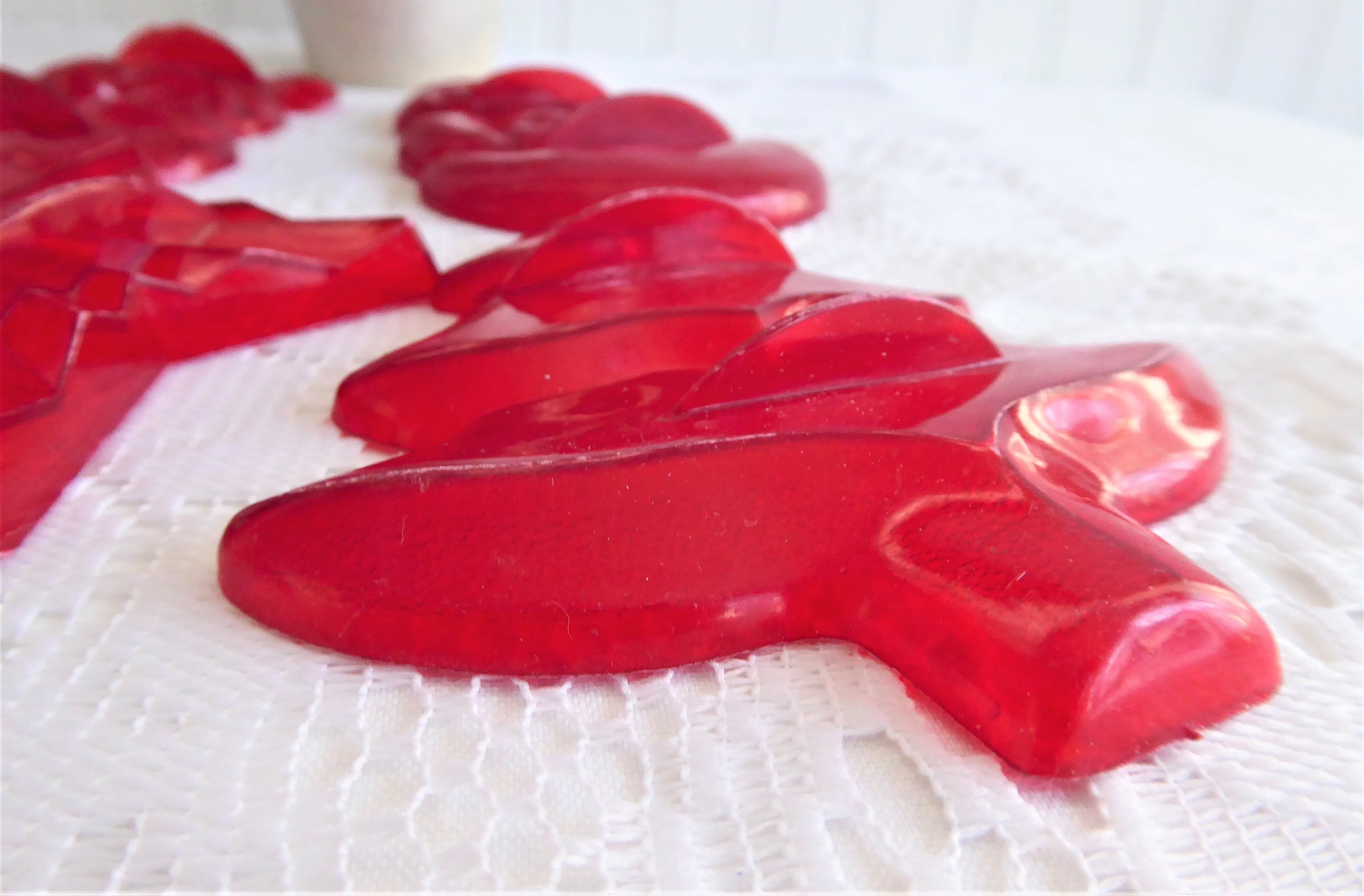 Vintage 1950s Christmas Cookie Cutters Set - Santa, Star, Tree, Snowman - 4-Piece Red Plastic Cookie Cutter Kit for Holiday Baking | Perfect for Christmas Cookies, DIY Gifts & Festive Baking Parties