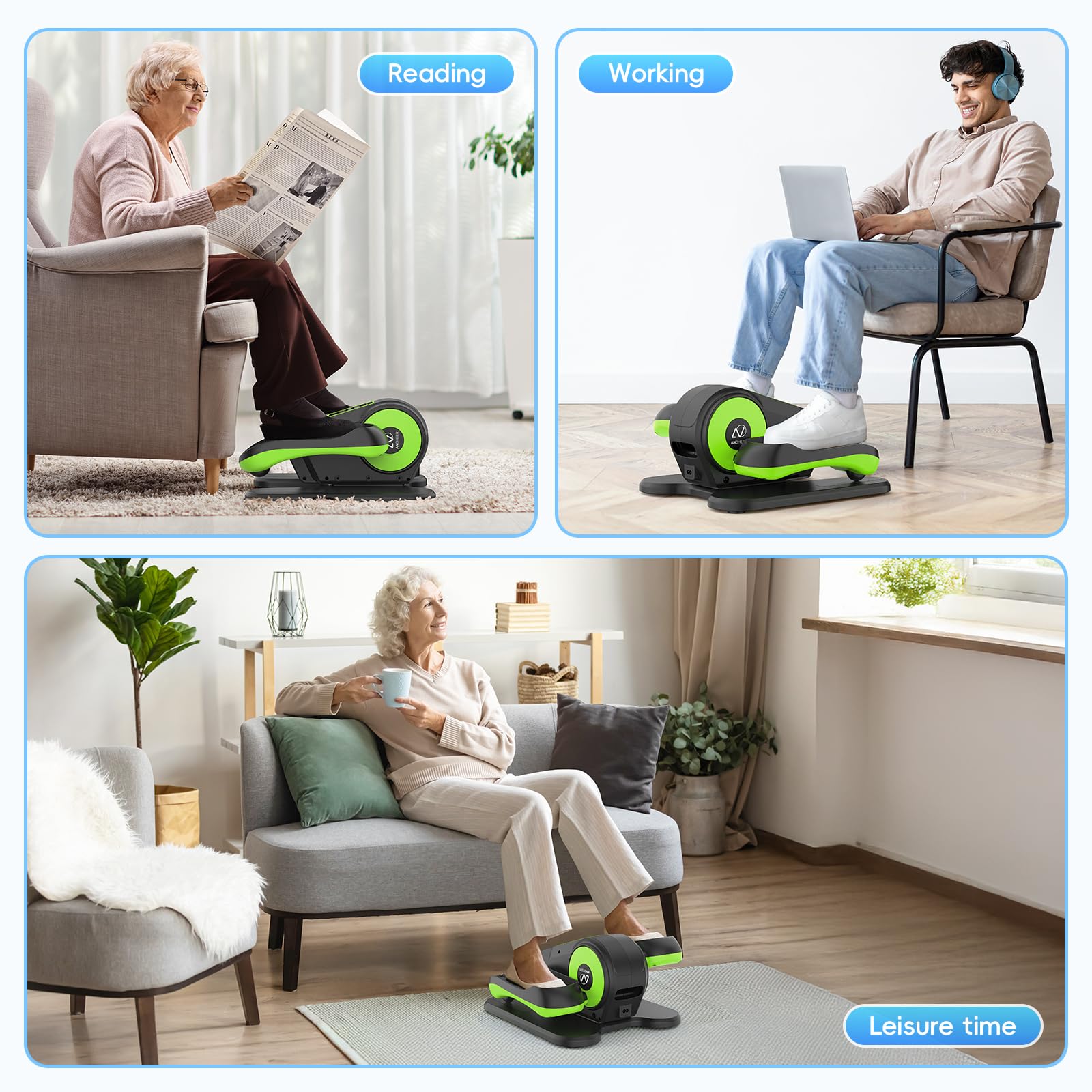 **ANCHEER Under Desk Electric Elliptical Machine - Motorized Leg Exerciser for Seniors & Office Workers, 12 Adjustable Speeds, Fully Assembled - Perfect for Home, Office & Rehab Use**