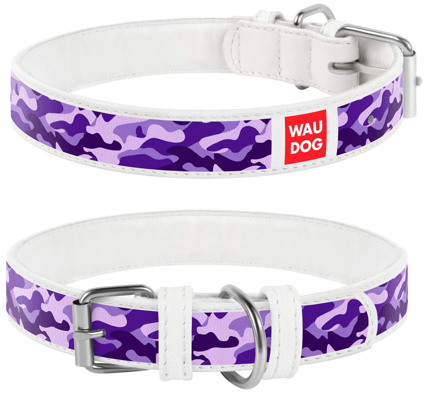 Premium Genuine Leather Dog Collar for Small, Medium & Large Dogs - Adjustable Buckle Collar for Puppies & Adult Dogs (White) - Perfect for Training, Walks & Everyday Use