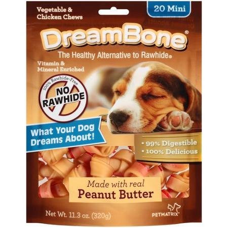 DreamBone Peanut Butter Flavored Dog Chews - Chicken & Vegetable Treats, Rawhide Free, 11oz-12oz Bag | Healthy Snacks for Small & Large Dogs | Perfect for Training Rewards and Dental Care