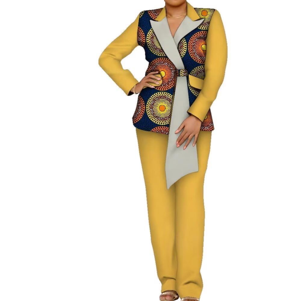 Elegant African Print Pantsuit for Women - Stylish Blazer & High Waist Trousers Set | Office Wear, Party Outfit, Special Occasion Fashion