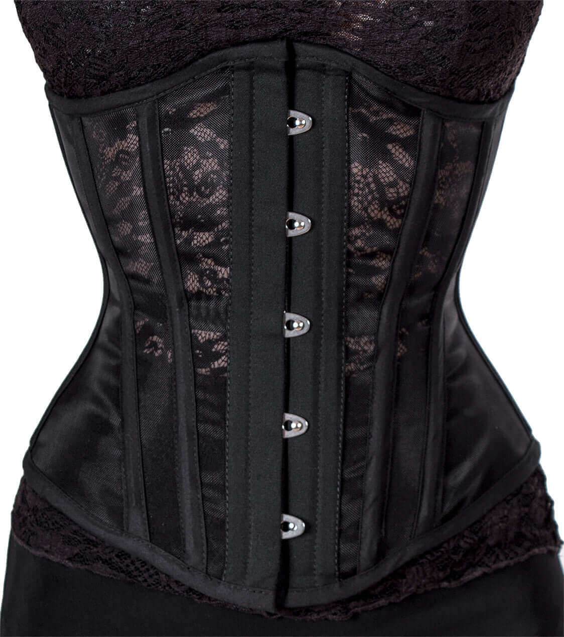Black Mesh Corset for Women - Sexy Lingerie Corset Top with Adjustable Laces - Perfect for Burlesque, Cosplay & Evening Wear