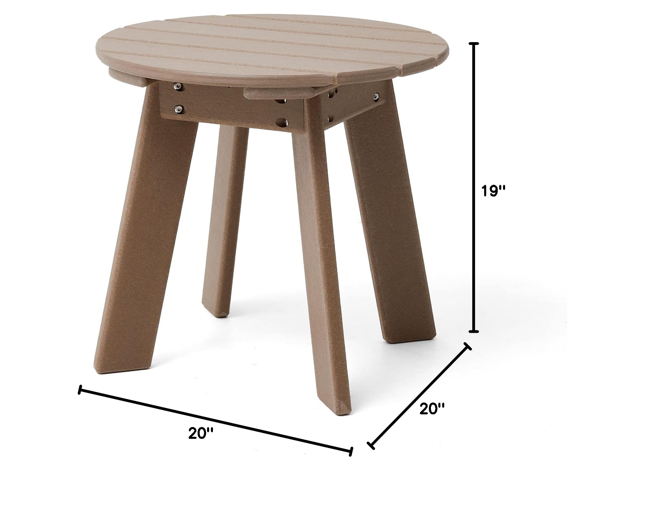 Weather-Resistant HDPE Round Adirondack Outdoor Side Table - Tan Patio Furniture for Garden, Deck, Poolside & Backyard Relaxation