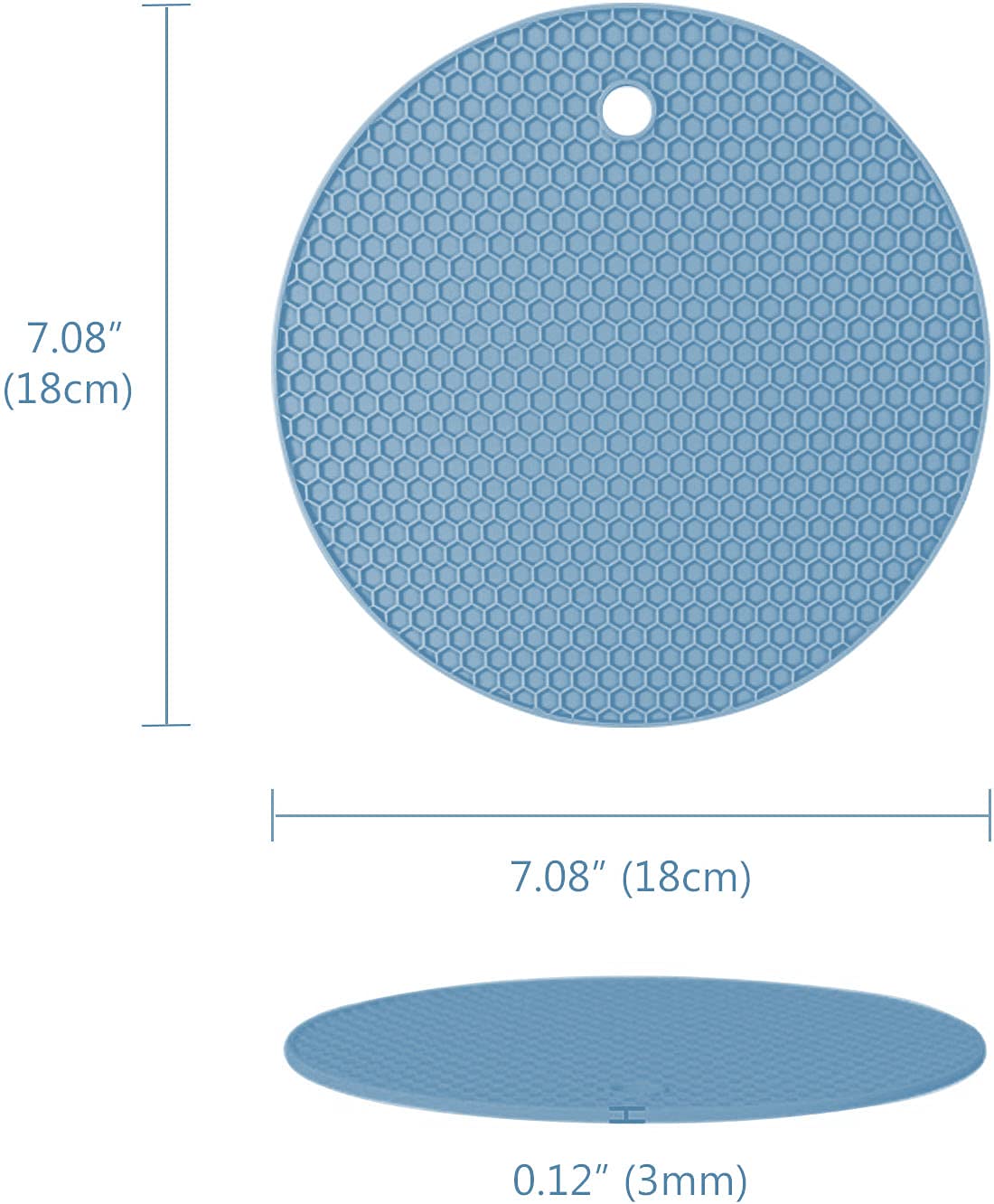 Silicone Trivets for Hot Pots and Pans - Heat Resistant, Non-Slip Kitchen Mat - Flexible Pot Holders for Stove, Oven & Dining Table - Set of 4 Blue Trivets - Perfect for Serving Hot Dishes, Protecting Countertops & Organizing Kitchen