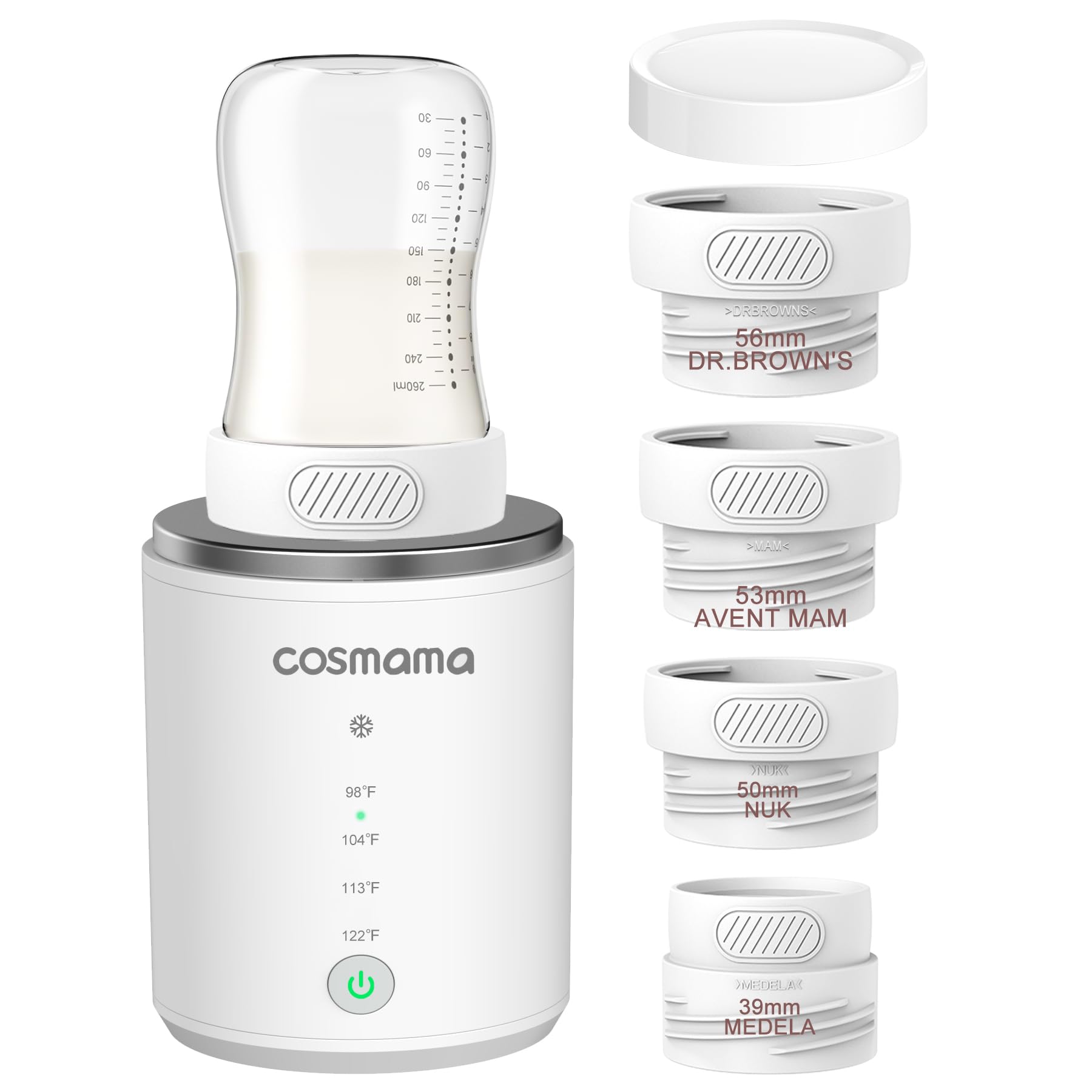 Portable Baby Bottle Warmer for Travel - Rechargeable Breast Milk & Formula Warmer with 4 Adapters & Precise Temperature Control | Perfect for On-the-Go Parents, Daycare, Road Trips & Airplane Travel