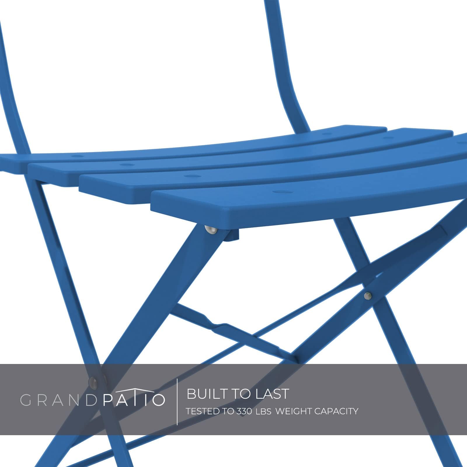 Premium Folding Outdoor Bistro Set - 3-Piece Patio Furniture with Table & Chairs, Peacock Blue - Perfect for Small Balconies, Gardens, and Backyard Relaxation