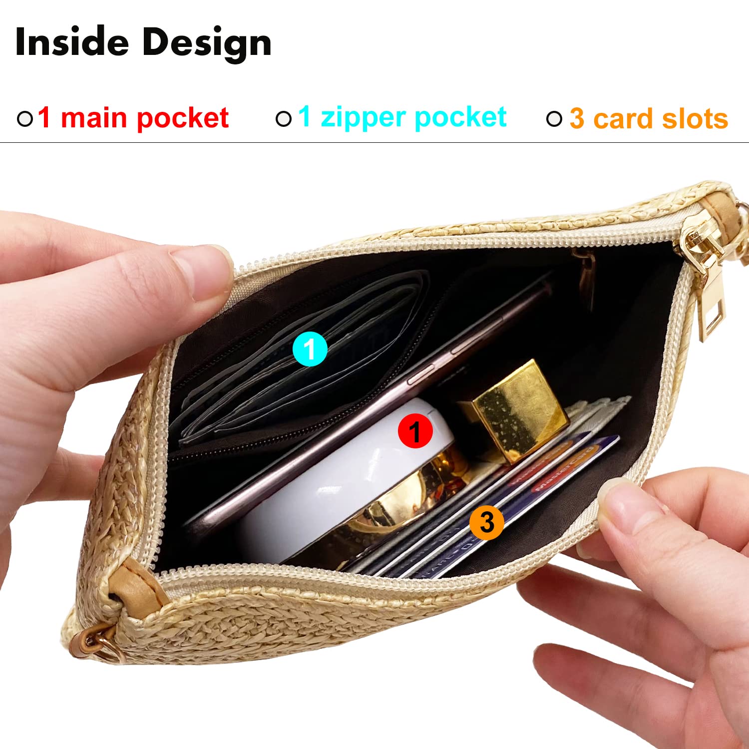 Beurlike Women's Straw Clutch Purse - Beach Wristlet Wallet & Small Crossbody Bag for Girls | Perfect for Summer Vacations, Beach Parties, and Casual Outings