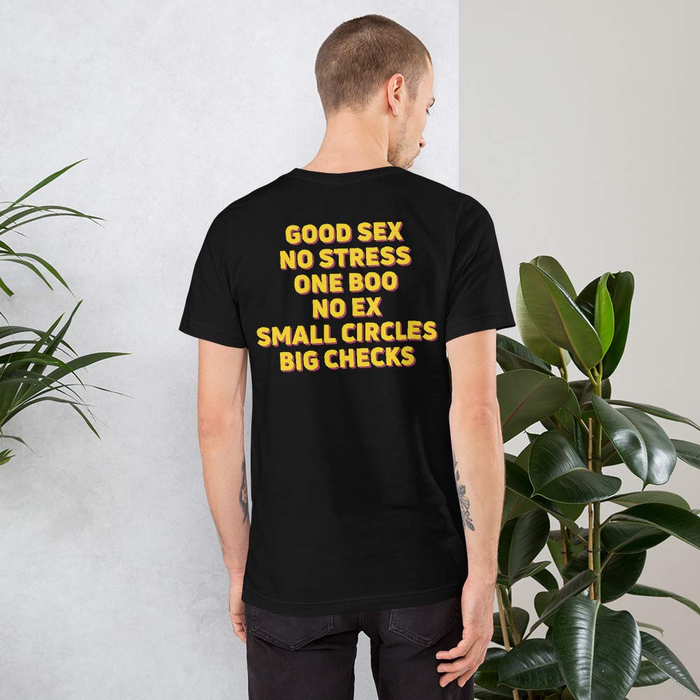 Unisex No Stress 'Good Sex' Graphic T-Shirt - Small Circle Big Checks Design - Comfortable Fit for Casual Wear & Street Style