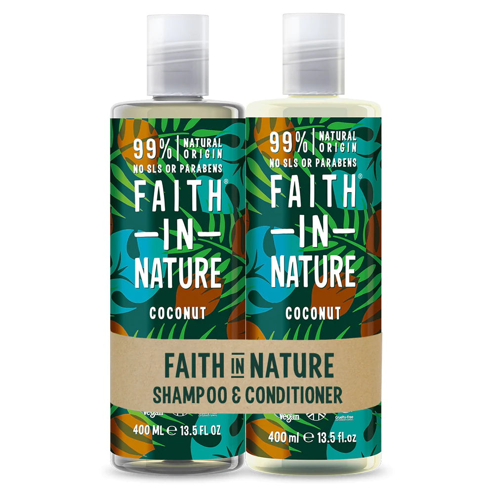 Faith in Nature Coconut Shampoo & Conditioner Set - Natural Hair Care for Dry & Damaged Hair - Vegan & Cruelty Free - Hydrating & Nourishing for Daily Use at Home or Salon