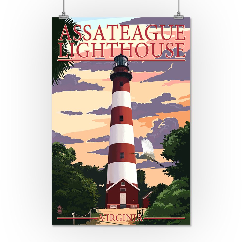 Lantern Press 16x24 Inch Giclee Print - Assateague Virginia Lighthouse Wall Art - Perfect for Living Room, Bedroom & Office Decor