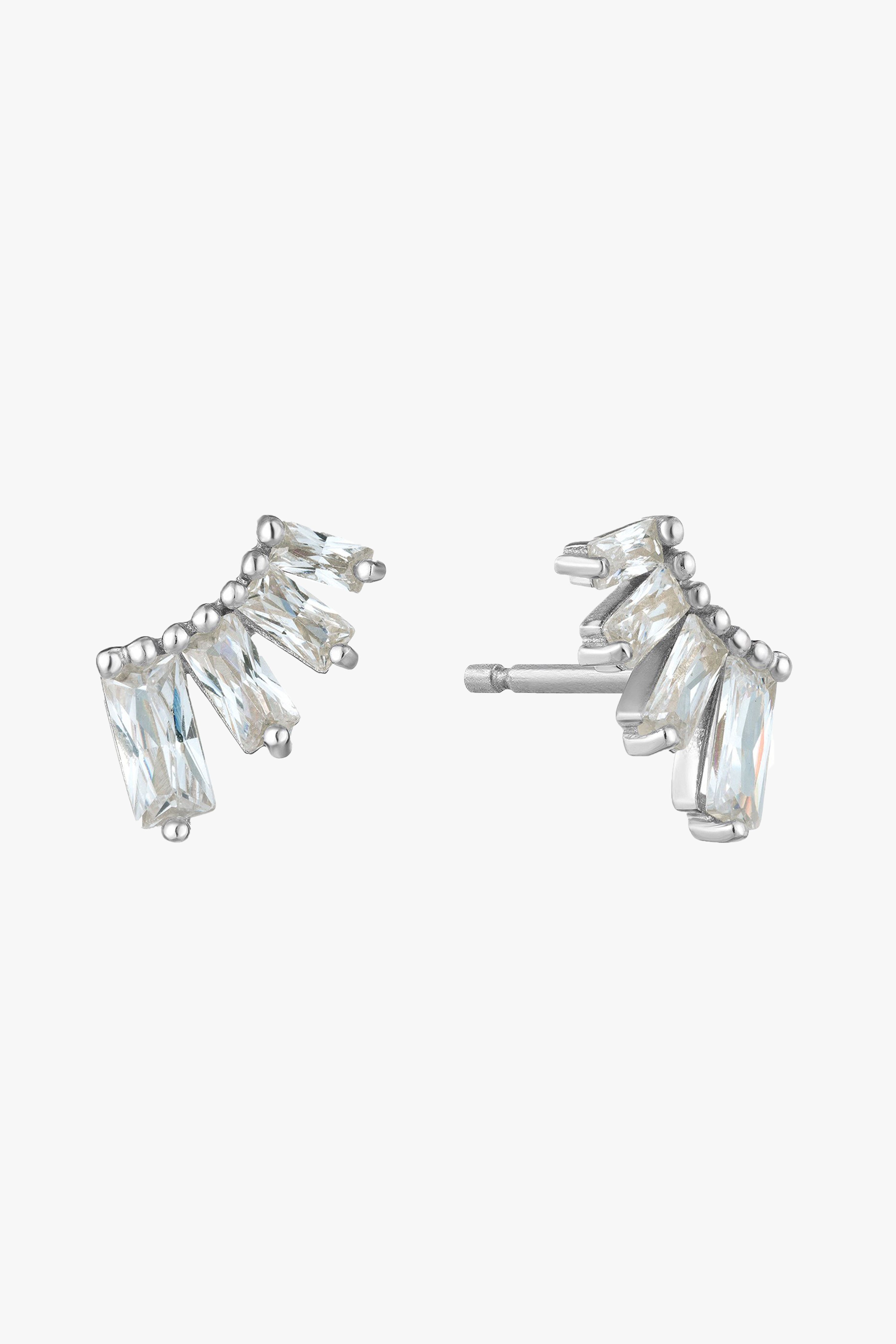 Glow Getter Crystal Silver Bar Stud Earrings for Women - Elegant Minimalist Jewelry for Party, Date Night & Everyday Wear