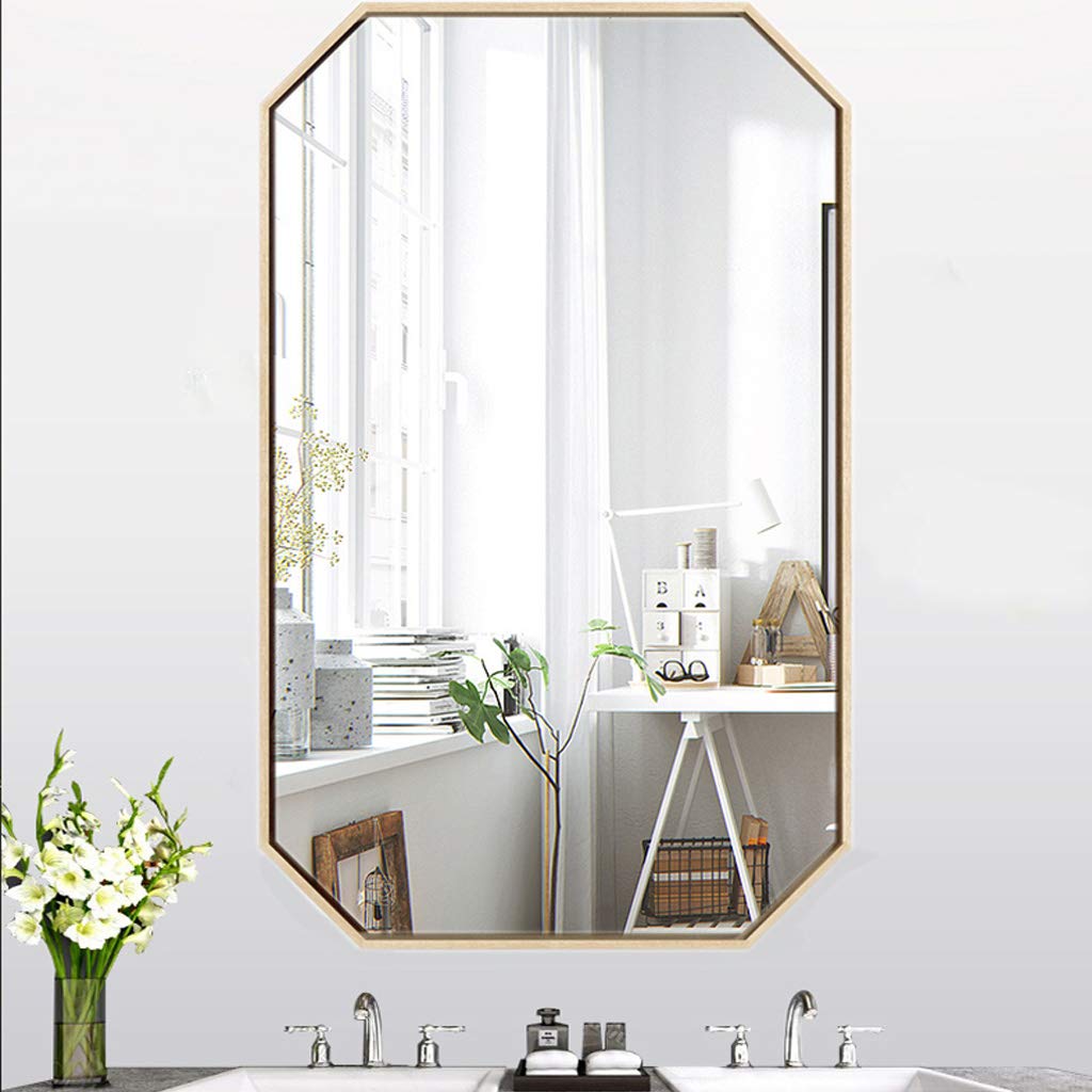 Gold Metal Iron Frame Wall Mirror - 40cmx60cm & 50cmx70cm HD Vanity Mirror for Living Room, Bedroom, Bathroom & Makeup Station - Modern Home Decor & Functional Mirror for Daily Use