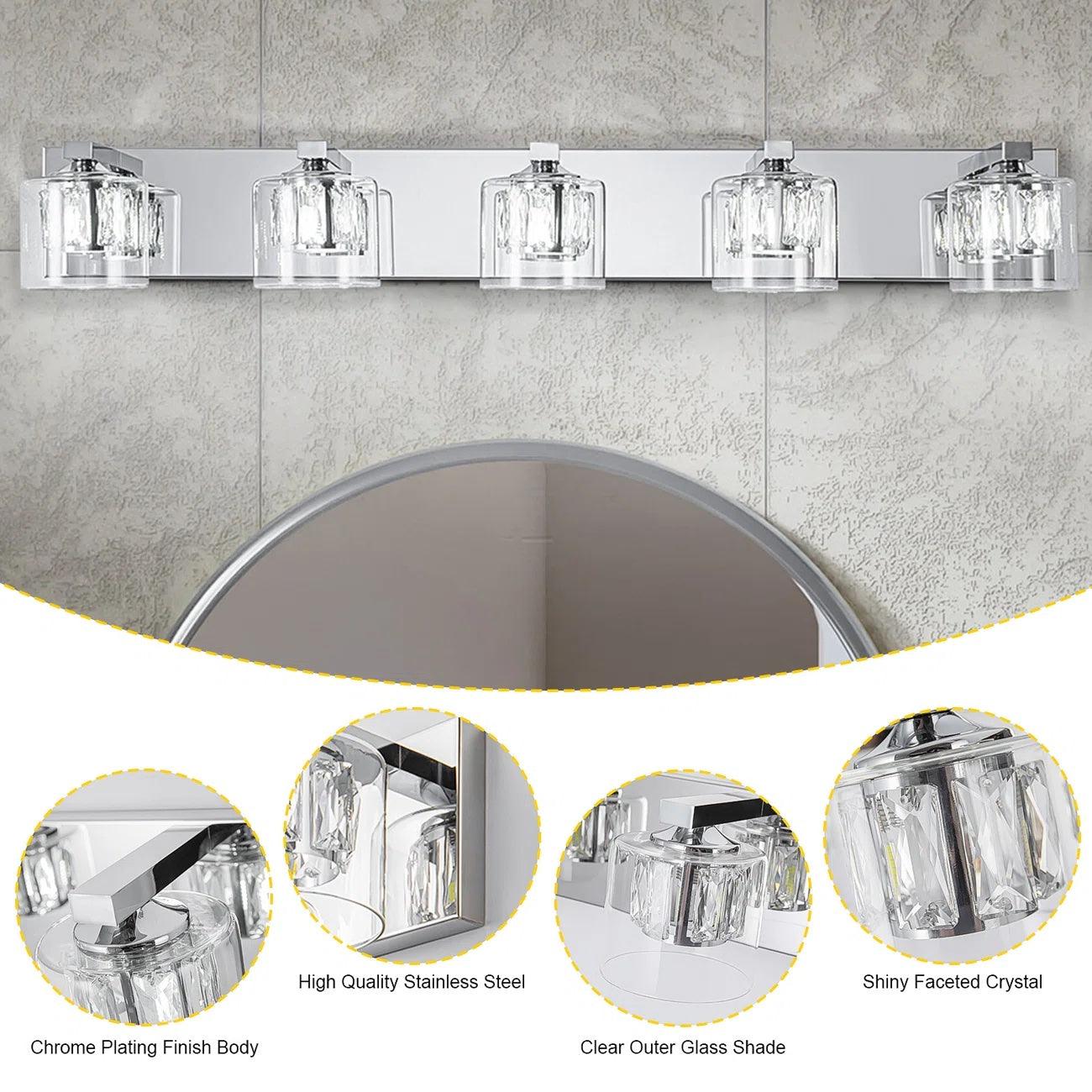 Kolt Modern 5-Light Bathroom Vanity Lighting Fixture - Elegant LED Vanity Light for Bathroom Mirror, Perfect for Modern Home Decor & Spa-Like Ambience