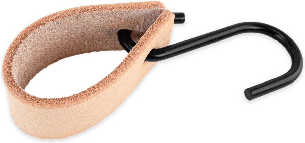 Brute Strength - 12 Pack Multifunctional Leather S-Hooks - Natural Color - Heavy Duty Coat Hooks & Kitchen Organizers - Perfect for Hanging Coats, Bags, Towels & Utensils