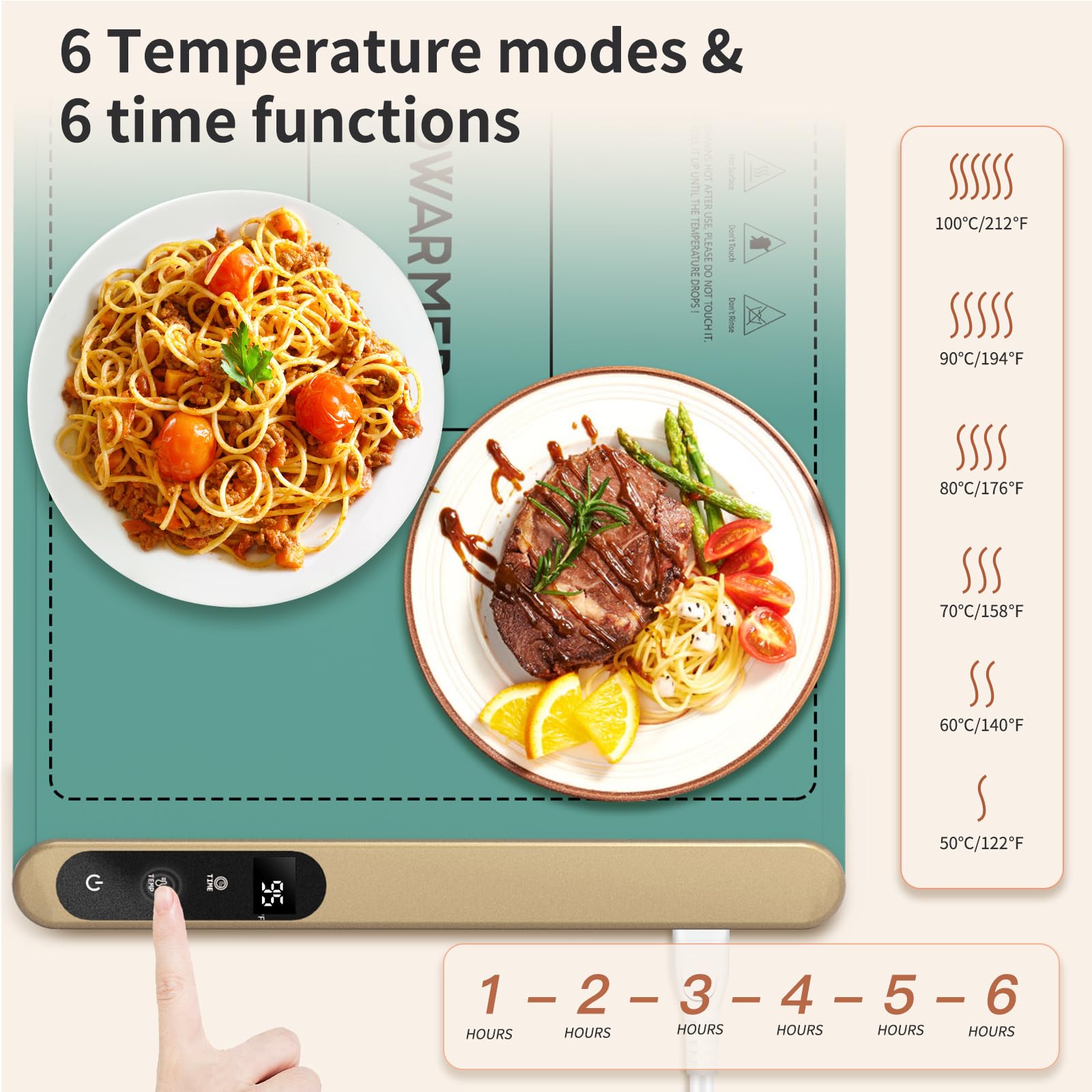 Premium Graphene Food Warming Mat - 500W Fast Heating, Adjustable Temperature Control, Food-Grade Silicone Surface - Perfect for Parties, Family Gatherings, Office Lunches & Travel Use