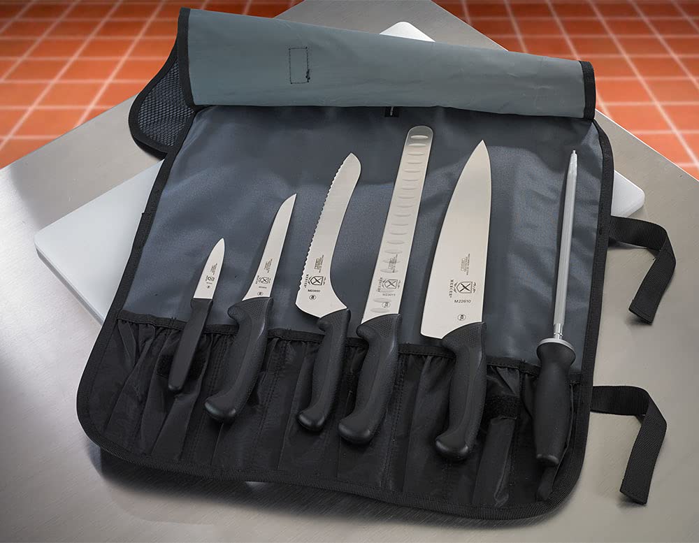 **Mercer Culinary Millennia 7-Piece Knife Roll Set – Professional Chef Knives with Storage Case – Perfect for Home Cooks & Professional Chefs – Ideal for Kitchen, Culinary School & Catering**