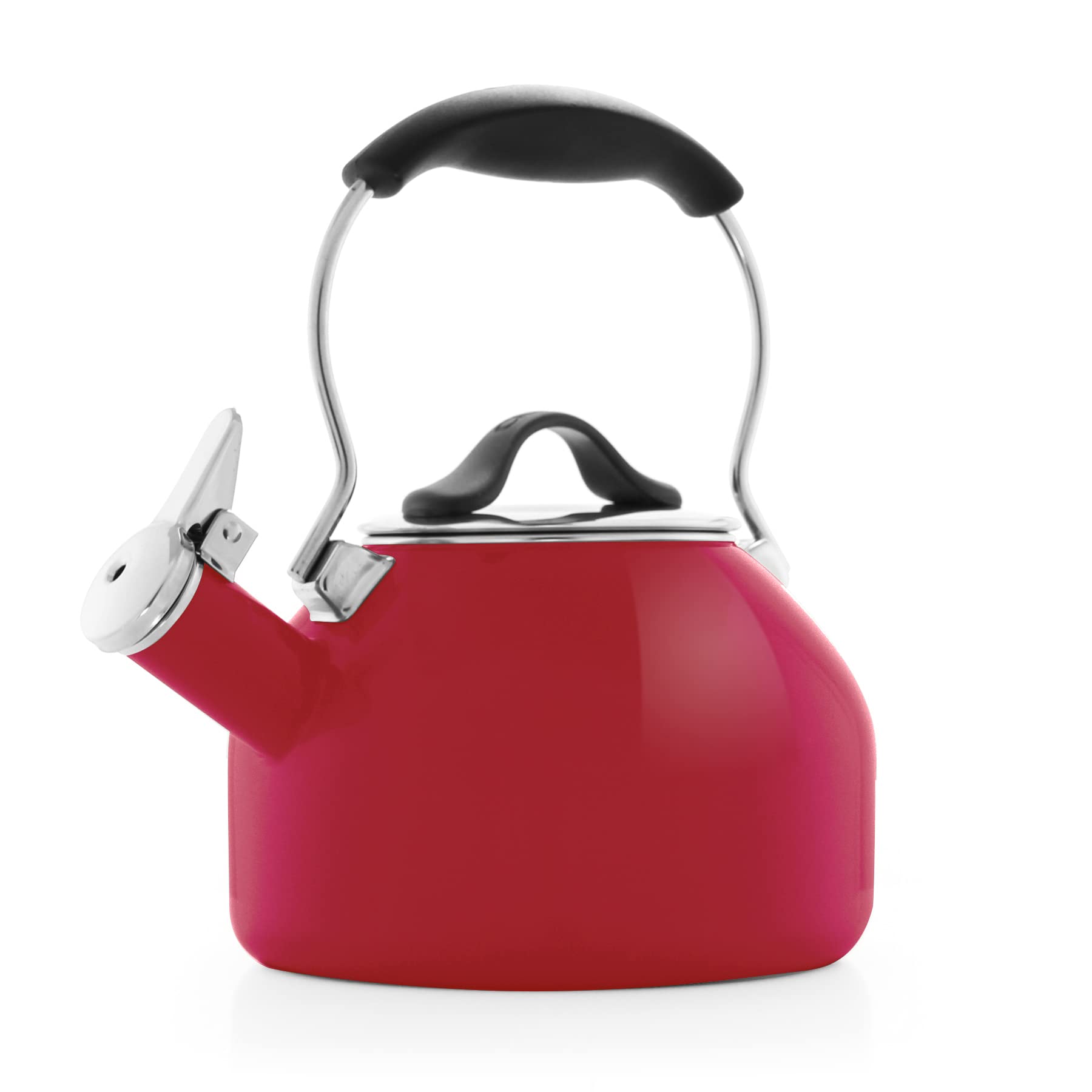 Chantal 1.8 Quart Enamel Whistling Tea Kettle - Stainless Steel with Heat-Resistant Handle, Vibrant Apple Red - Perfect for Stovetop Brewing, Tea Lovers & Kitchen Decor