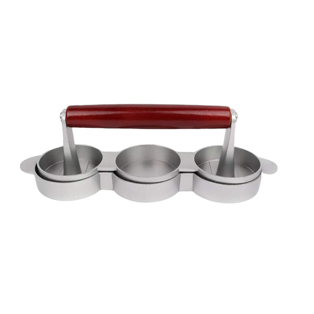 Hemoton 3-in-1 Hamburger Press Maker - Manual Patty Mold for Beef, Turkey & Veggie Burgers - Heavy Duty Stainless Steel Meat Press Tool for Home Kitchen & BBQ Parties