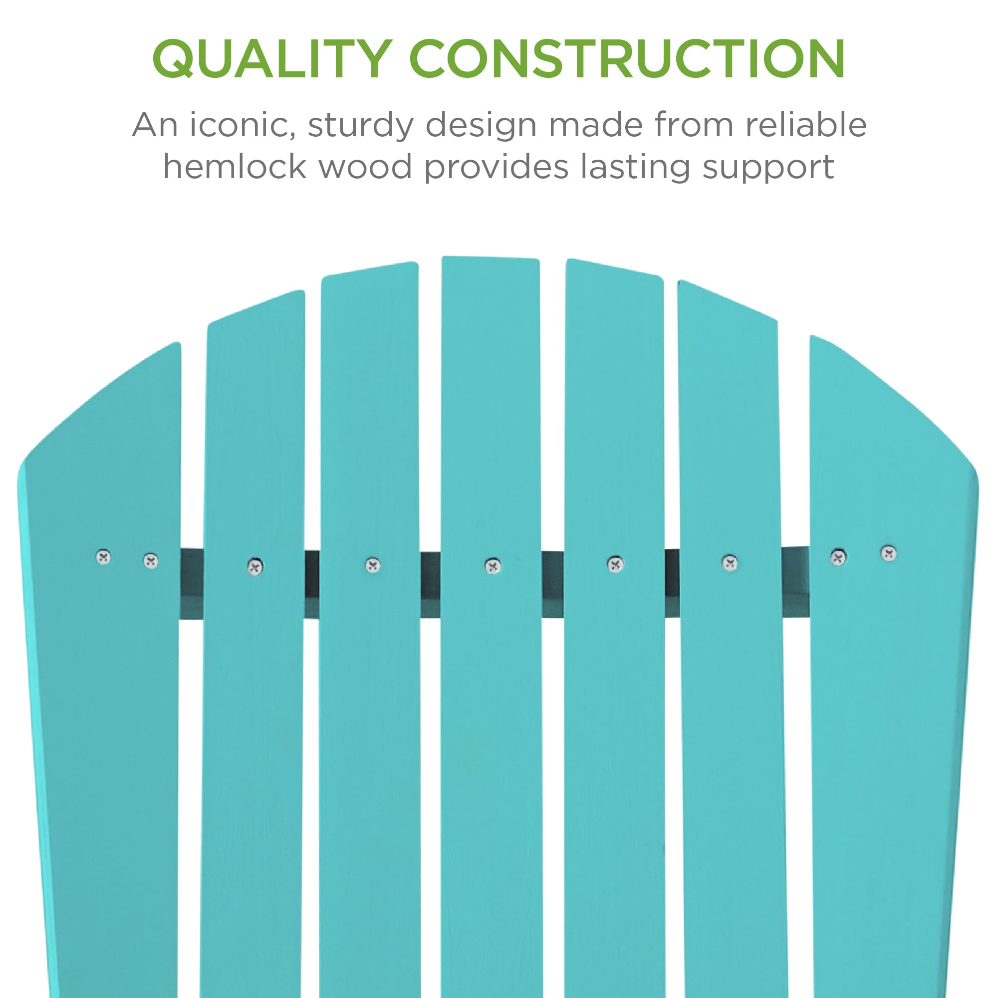 Best Choice Products Folding Adirondack Chair - Outdoor Wooden Patio Furniture with 350lb Weight Capacity, Turquoise - Perfect for Backyard, Garden, Poolside & Fire Pit Relaxation