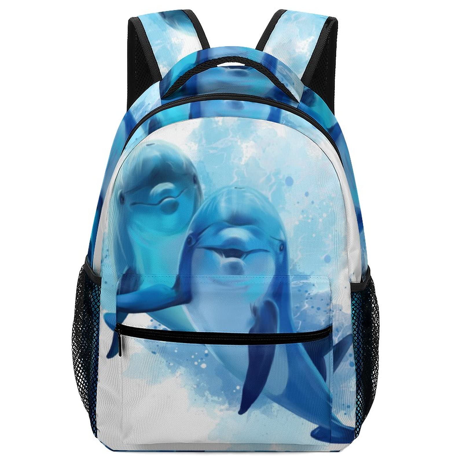Personalized Blue Dolphin Watercolor Backpack for Kids - Lightweight School Bag for Preschool & Elementary Students, Perfect for Daily Use, Travel & Outdoor Activities