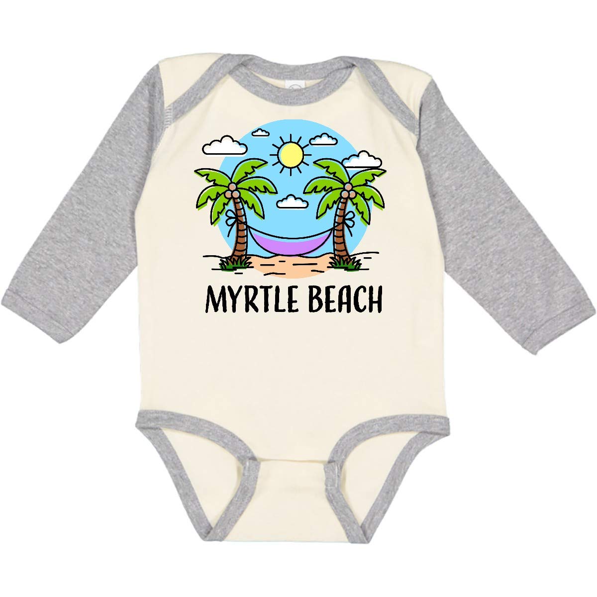 Inktastic Summer Vacation in Myrtle Beach Long Sleeve Baby Bodysuit - Soft Cotton Creeper for Boys & Girls - Beach Trip Outfit, Family Vacation Wear, Cute Infant Romper