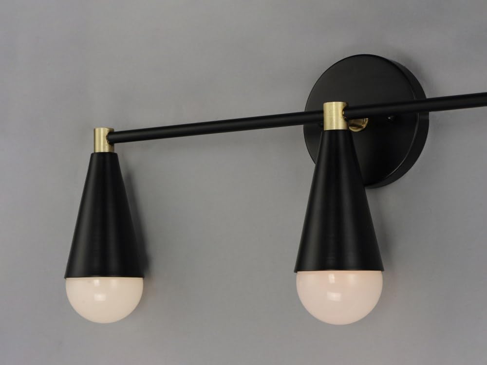 Maxim Lovell 3-Light Bathroom Vanity Fixture - Black/Satin Brass Finish with LED Lighting - Perfect for Modern Bathroom, Powder Room, or Master Suite Decor