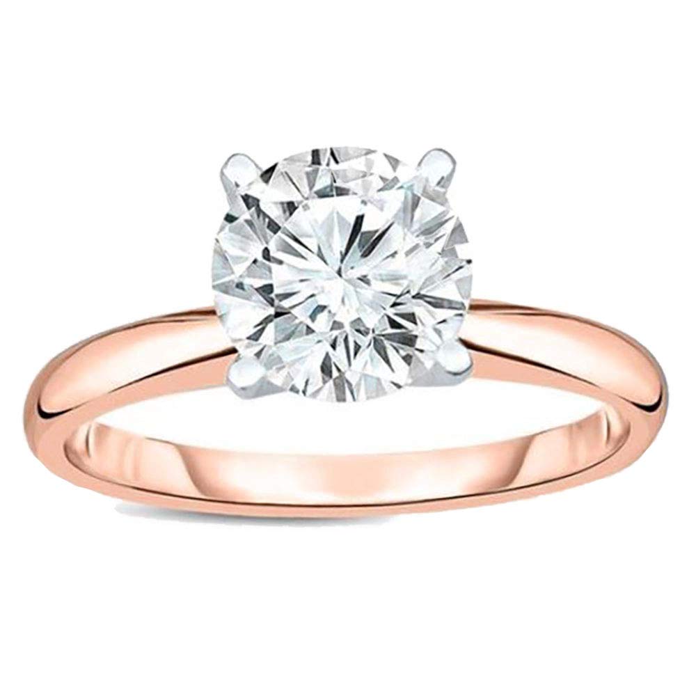 Ginger Lyne 3 Ct Moissanite Solitaire Engagement Ring for Women - White Gold over Sterling Silver, Diamond Alternative Wedding Band - Perfect for Bridal, Proposal, Anniversary & Special Occasion Gifts