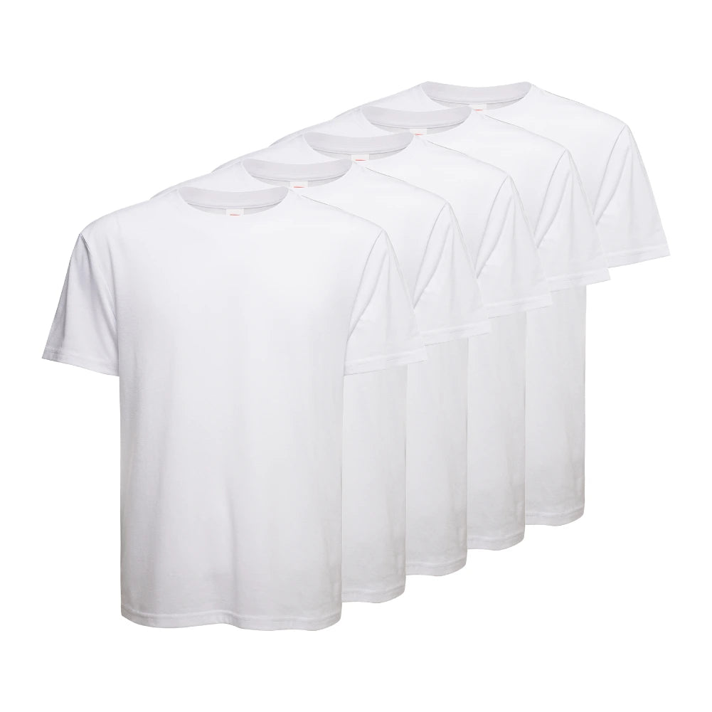5 Pack Men's 100% Cotton Crew Neck T-Shirts - Soft Breathable Casual Tees for Everyday Wear, Gym & Lounge