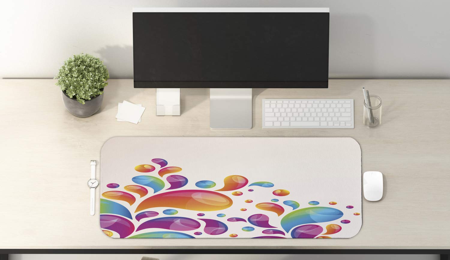 Ambesonne Gradient Color Abstract Raindrop Design Non-Slip Rubber Mouse Pad - 31