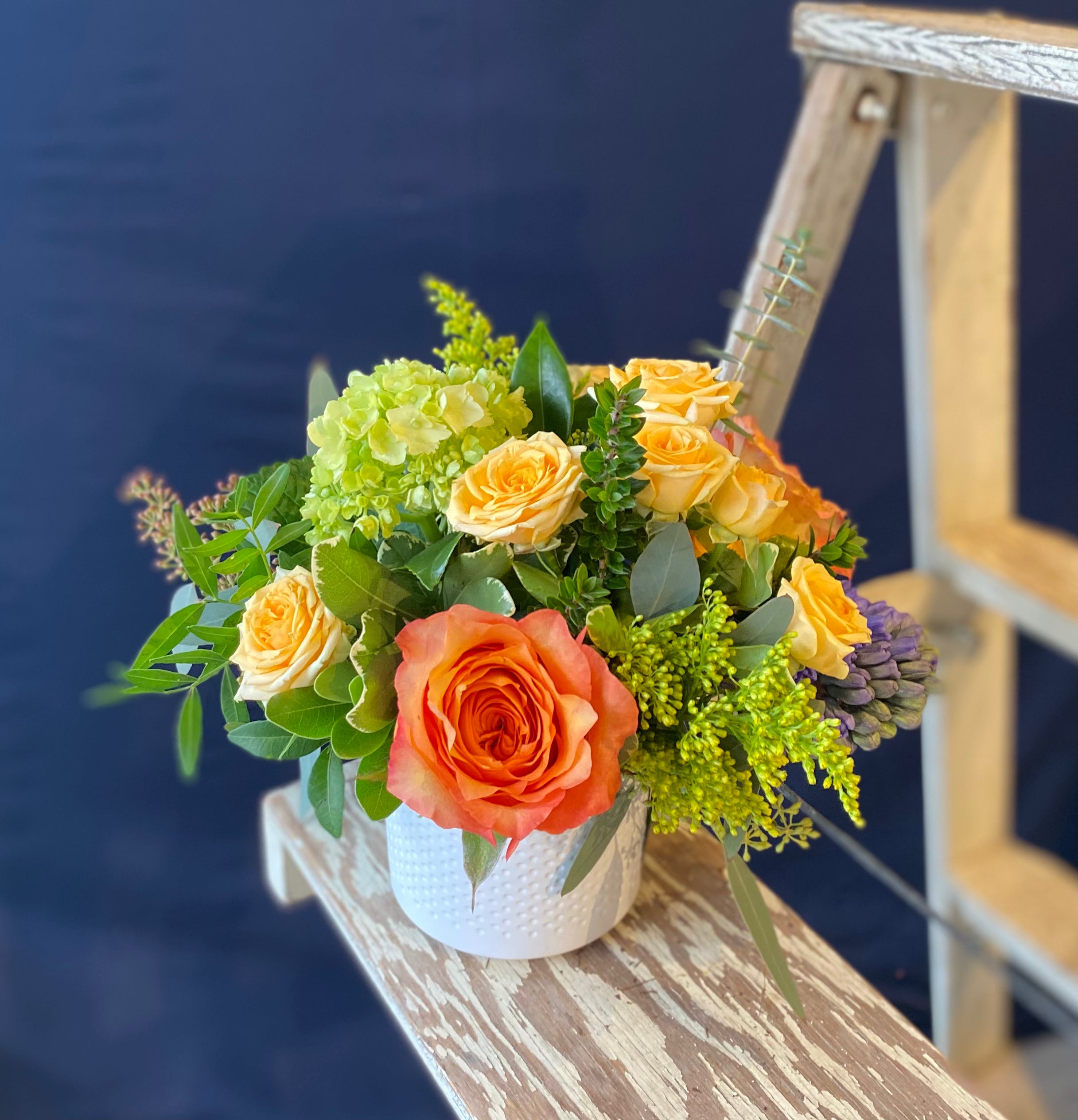 Vibrant Colorful Floral Vase Arrangement - Small Home Decor Centerpiece for Dining Table, Wedding, Party Decorations - $65