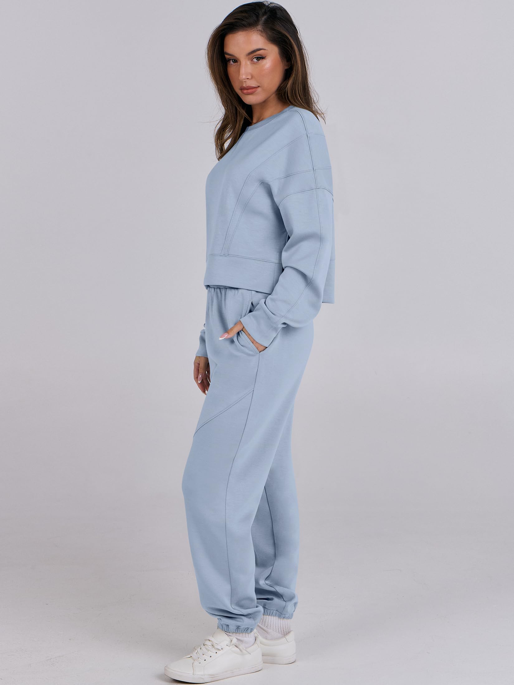 ANRABESS Women's Two Piece Sweatsuit Set - Cropped Sweatshirt & Joggers Sweatpants, Casual Lounge Wear, Fall Tracksuit Outfit 2024 | Perfect for Gym, Yoga, Running, and Everyday Comfort