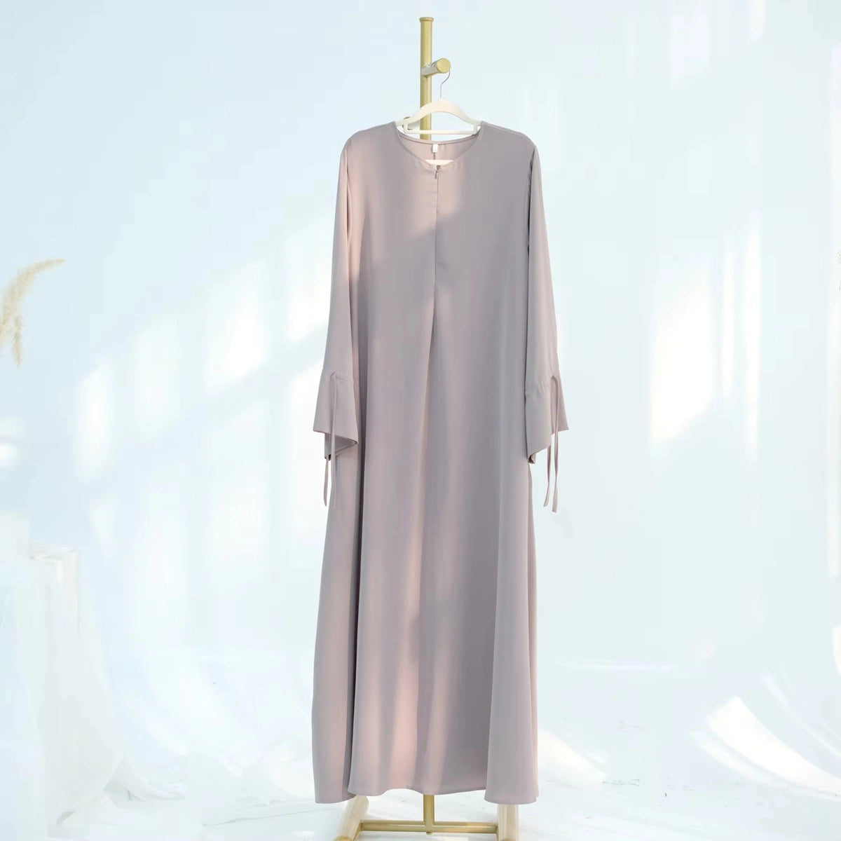 Elegant Nida Cuffed Sleeve Abaya Dress #25938 - Modest Islamic Prayer Dress for Women, Perfect for Mosque, Eid & Special Occasions