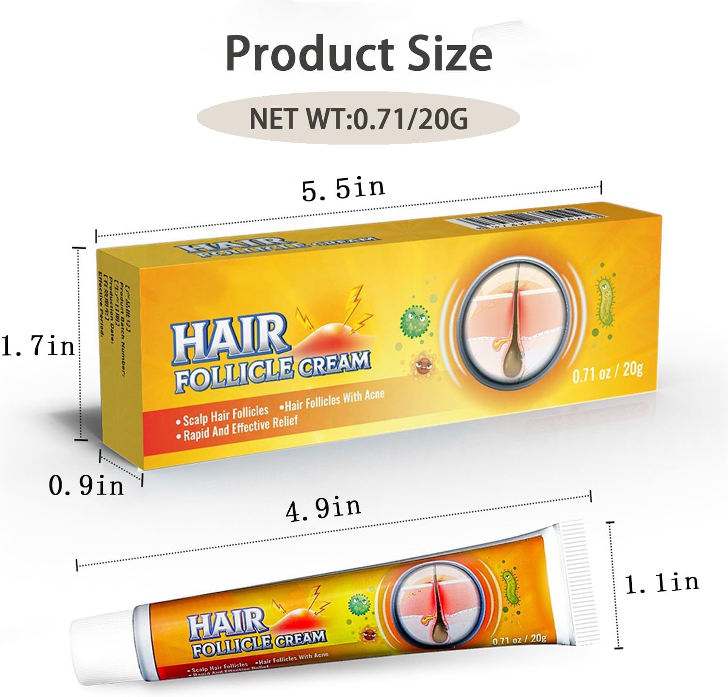 TKTT Folliculitis Treatment Cream - Professional Medicated Cream for Scalp, Body & Face Folliculitis Relief - 20g x 2 Tubes - Soothes Itchy, Inflamed Skin at Home & On-The-Go