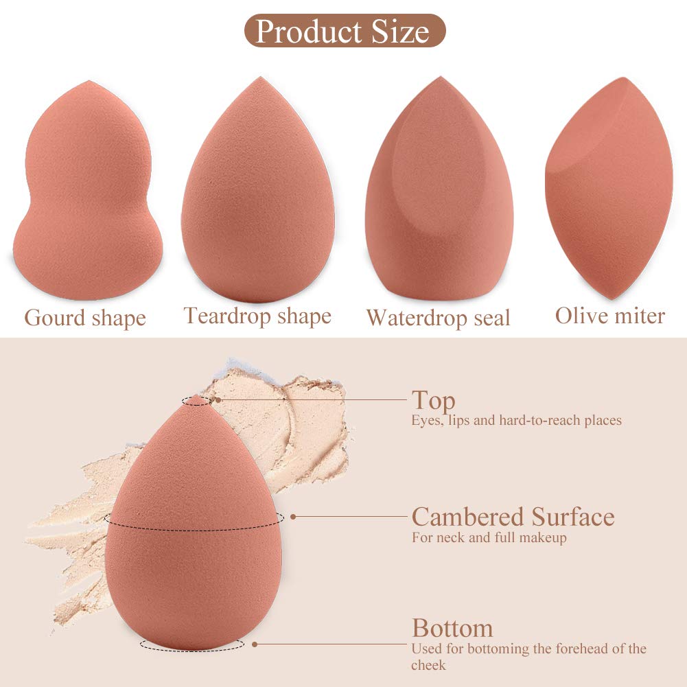 4Pcs Makeup Sponges Blender - Latex Free Beauty Blending Sponge for Flawless Liquid, Cream & Powder Foundation Application | Perfect for Daily Makeup, Contouring & Professional Makeup Artists