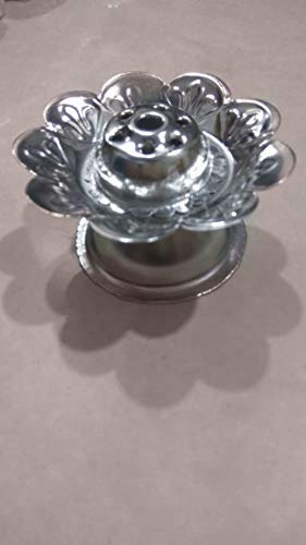 Stainless Steel Incense Holder & Diya Stand - Elegant Flower Design for Agarbatti, Indian Home Decor & Puja Rituals | Perfect for Meditation, Yoga & Spiritual Ceremonies