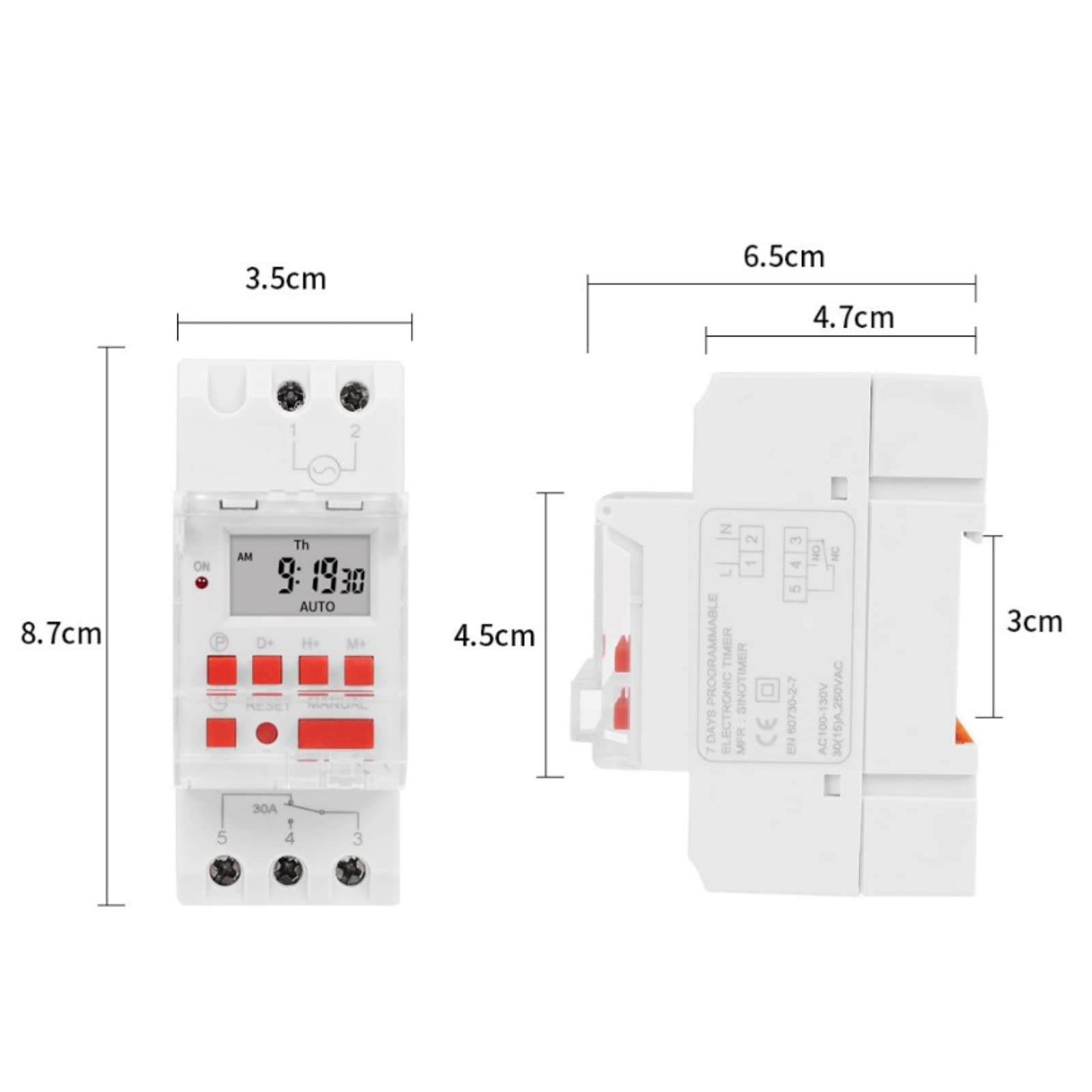 TM919BK Digital Timer Switch - AC 85-265V 30A, 24H/7D Programmable with 16 On/Off Settings & Countdown Function | Perfect for Home Automation, Lighting Control, and Energy Saving