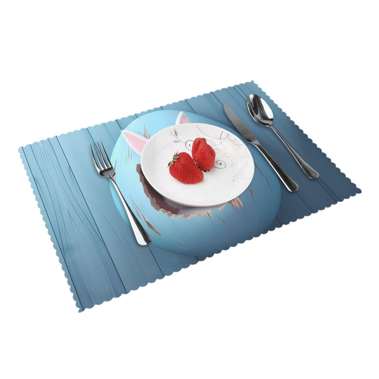 Funny Easter Bunny Cute Rabbit Eggs Placemats - Set of 4 Heat-Resistant Washable Non-Slip Table Mats for Dining - 12x18 Inches - Perfect for Easter Brunch, Spring Decorations & Holiday Table Settings