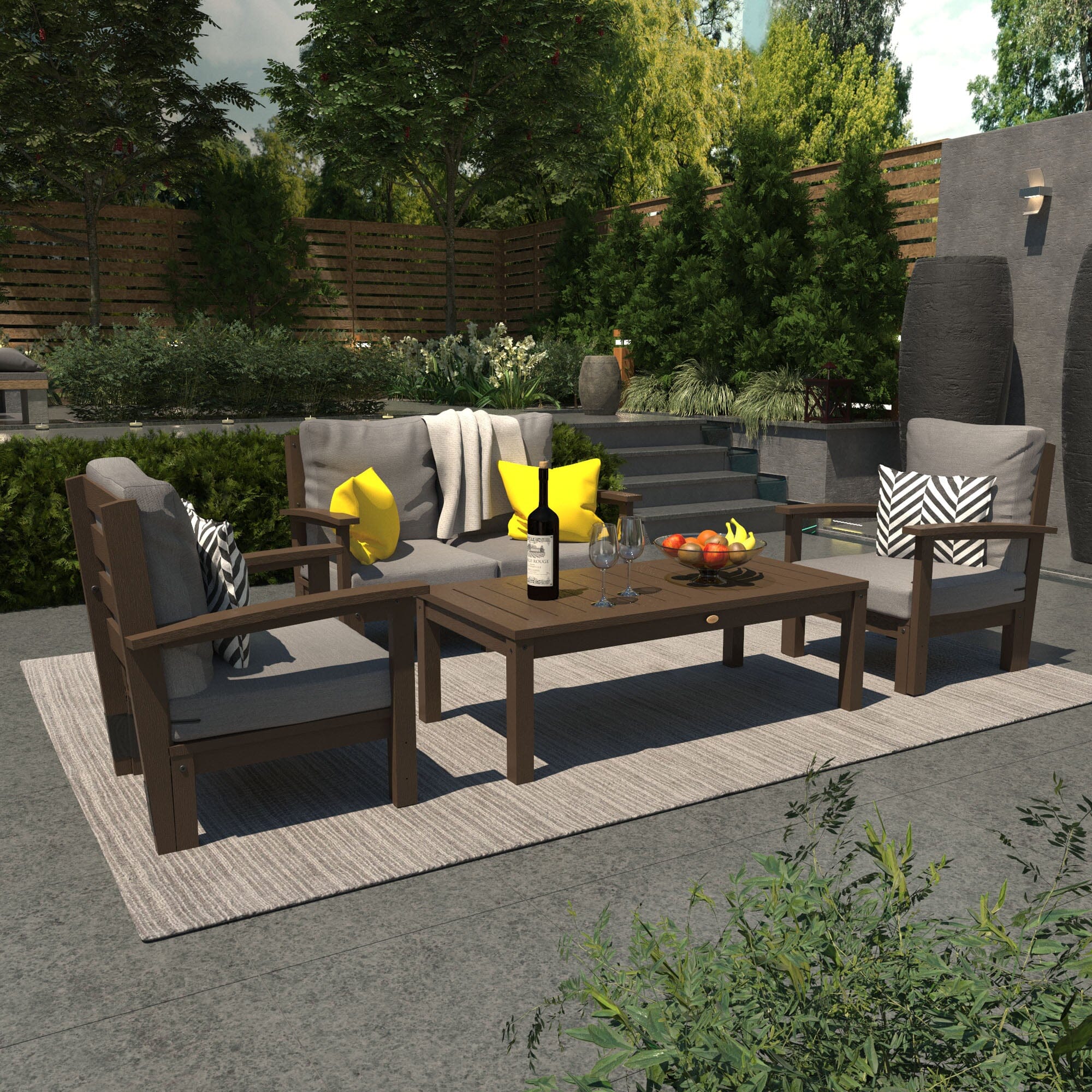 Custom Deep Seating Loveseat Set with 2 Chairs & Coffee Table - Outdoor Patio Furniture for Garden, Poolside, and Backyard Relaxation