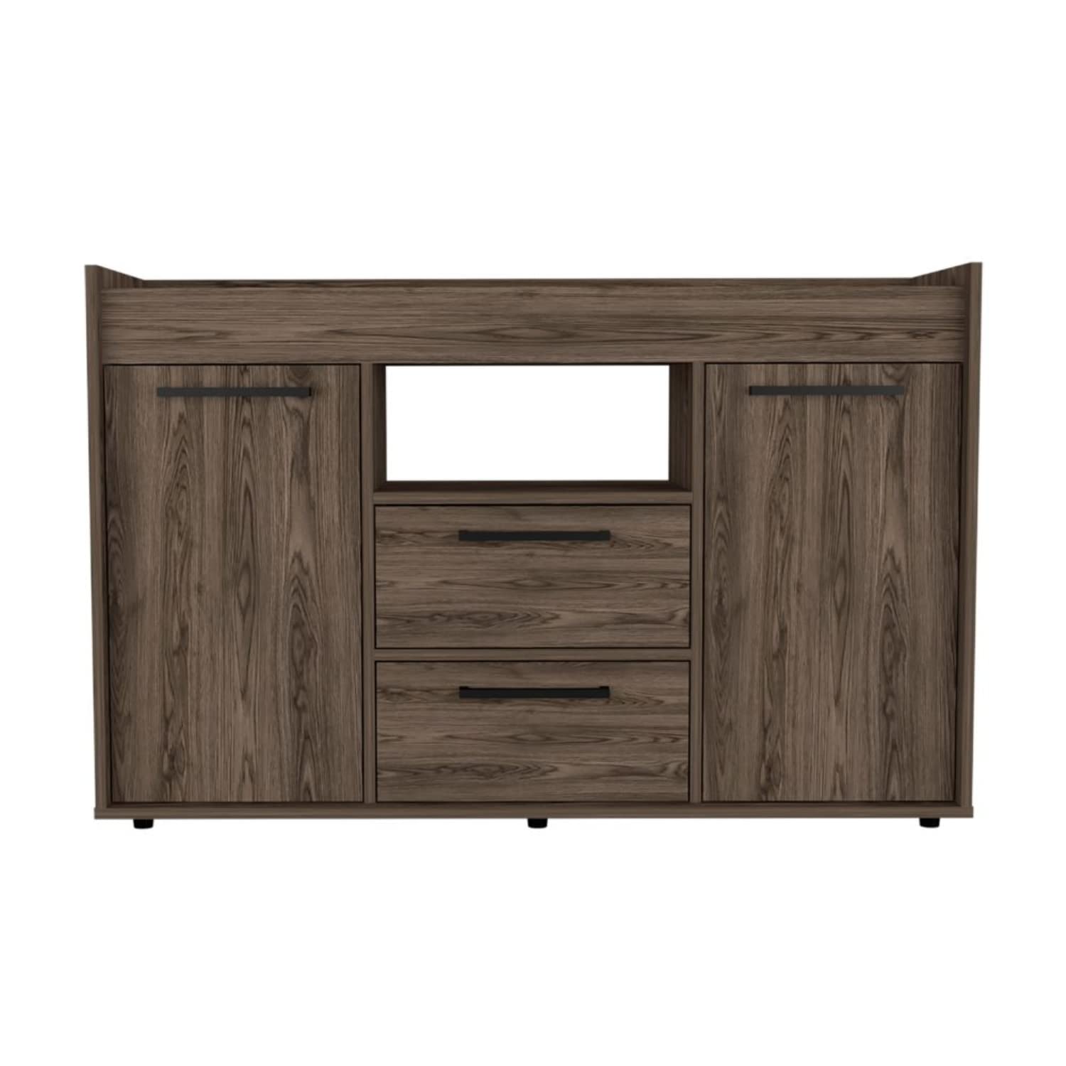 Hart Sideboard Double Door Cabinet with 1 Open Shelf - Dark Walnut Finish for Dining Room, Living Room, or Entryway Storage