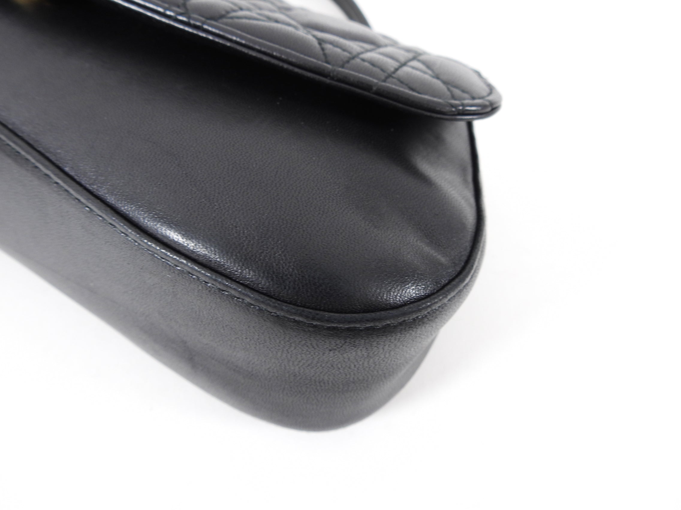 Christian Dior Black Cannage Lambskin Evening Baguette Bag - Luxury Designer Crossbody Purse for Women, Perfect for Parties, Weddings & Special Occasions
