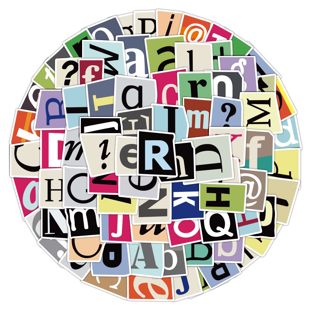 100Pcs Waterproof Alphabet Letter Stickers - DIY Scrapbooking, Laptop Decals, Skateboard & Water Bottle Labels - Perfect for School, Office & Gift Giving