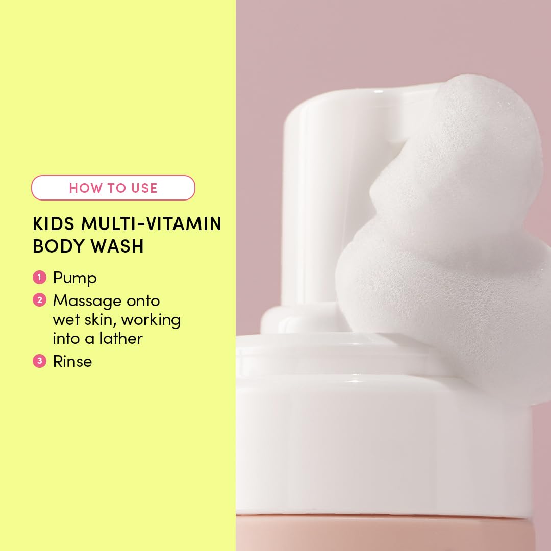 Evereden Multi-Vitamin Kids Body Wash for Sensitive Skin - 8.5 fl oz Cool Peach Scent | Gentle, Non-Toxic & Hydrating Baby Bath Wash | Clean Formula with Natural Ingredients | Perfect for Daily Bath Time & Toddler Skin Care