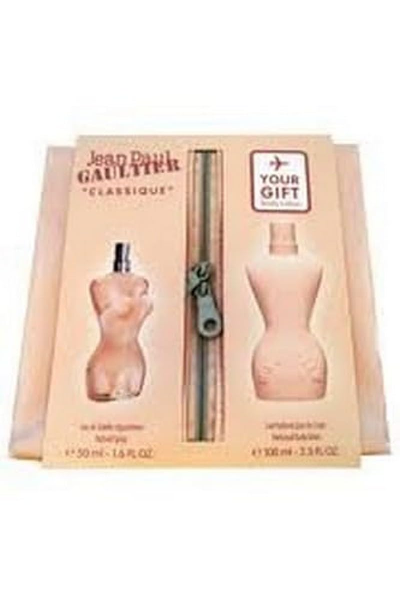 Jean Paul Gaultier Classique Women's Perfume Set - 1.7oz Eau de Parfum Spray & 3.4oz Body Lotion - Luxury Fragrance Gift Set for Her - Perfect for Date Night, Special Occasions & Everyday Elegance