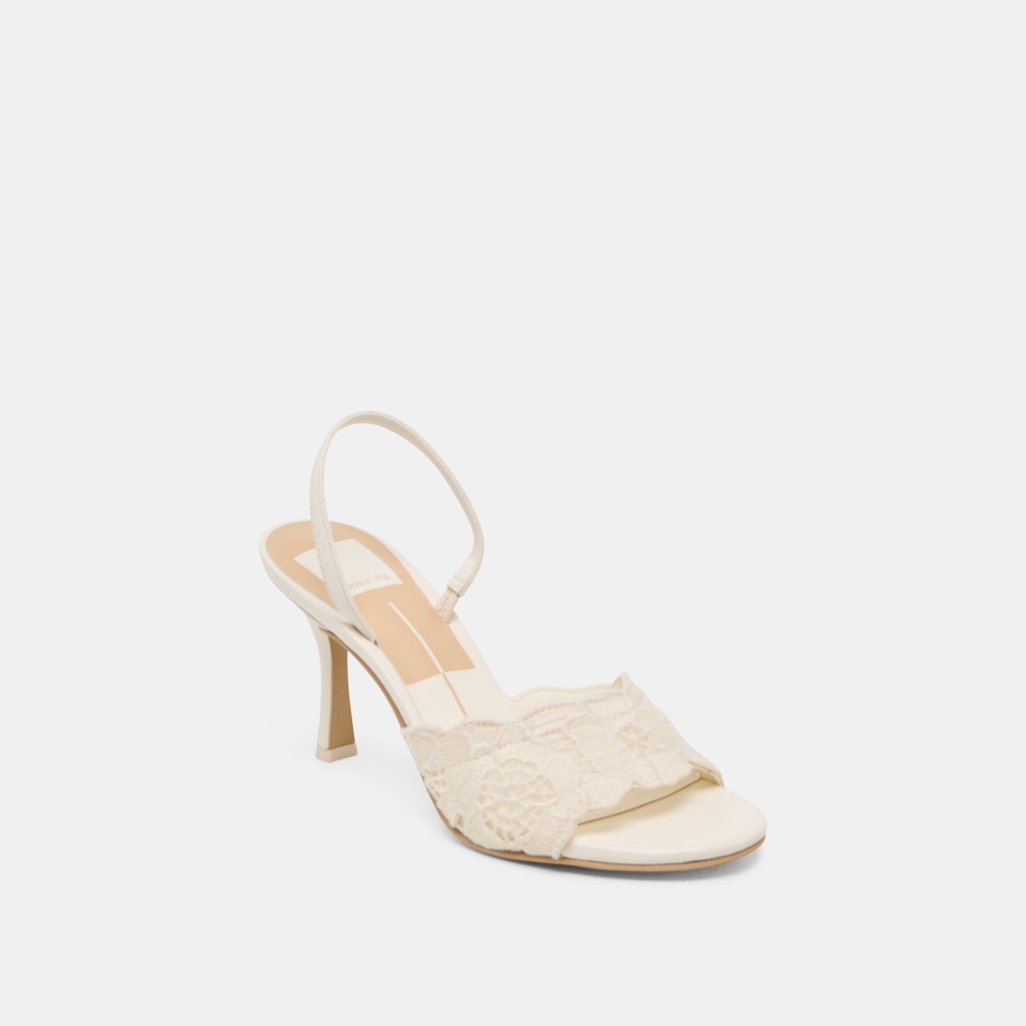 LARRA Women's White Crochet Heels - Elegant Lace-Up High Heel Sandals for Weddings, Parties & Summer Outfits