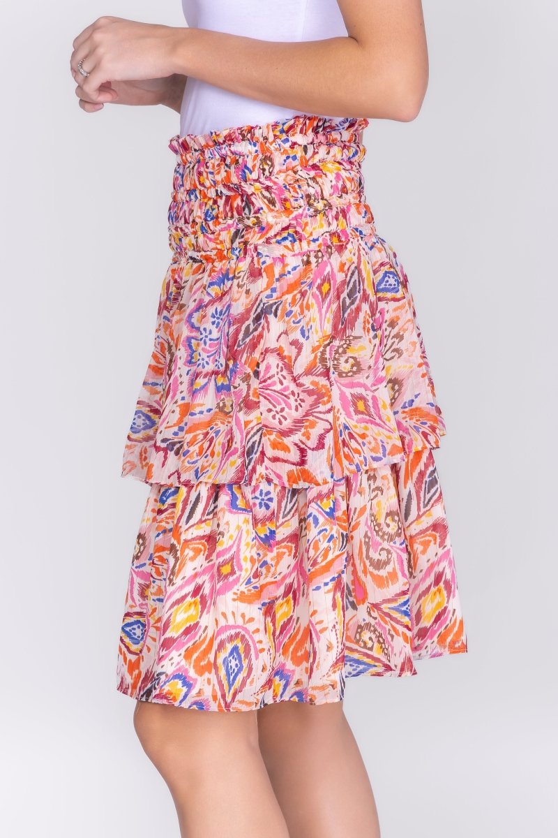 ZENA SKIRT for Women - Flowy Midi Skirt in White & Purple | Summer Casual, Office Wear & Date Night Outfits | Size 23