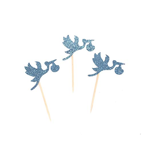 Atelier Elegance Stork Cupcake Topper for Baby Showers - Handcrafted Stork Decorations for Gender Reveal Parties & Newborn Celebrations - Perfect for Cake Decorating, Dessert Table Centerpieces & Nursery Themed Events