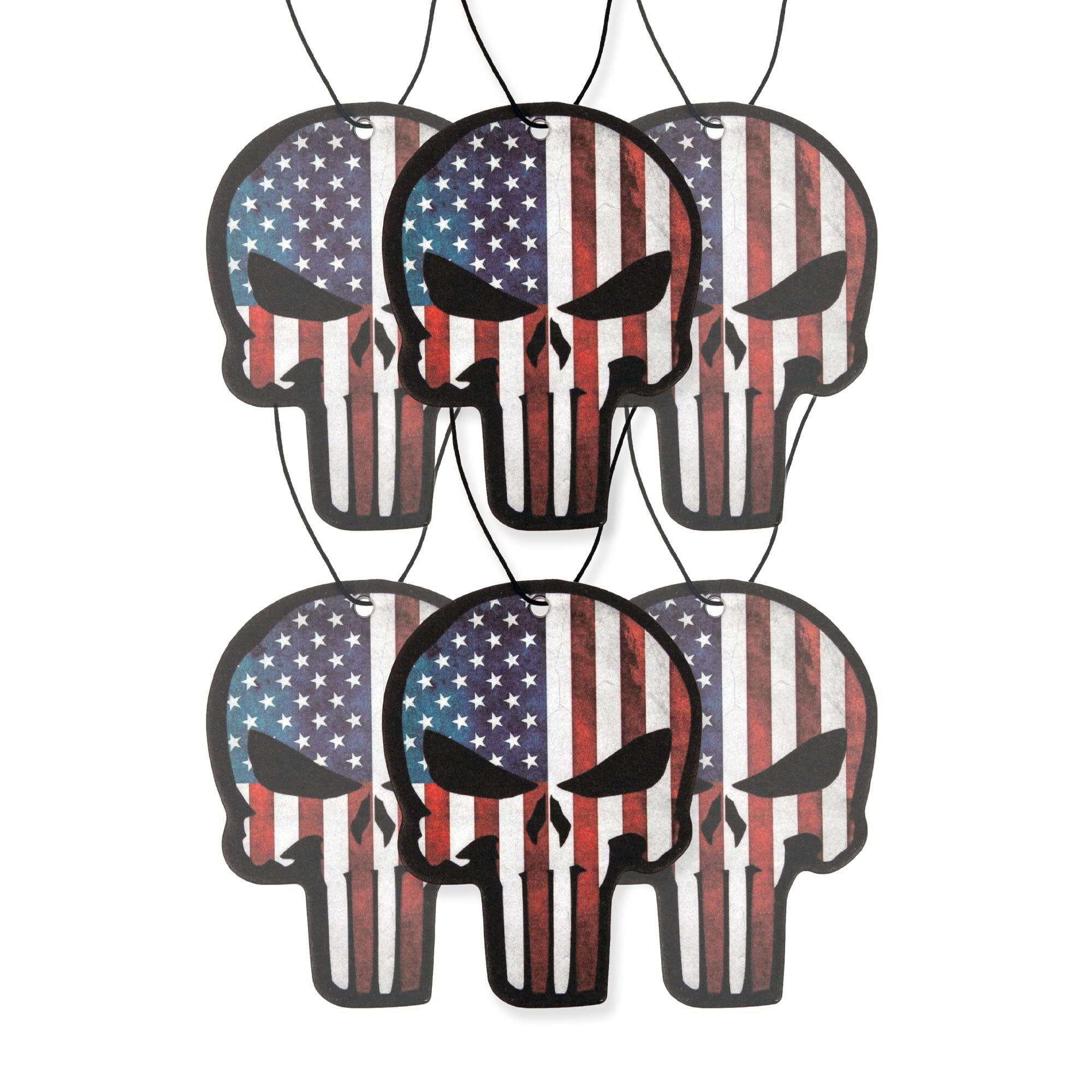 Punisher Skull Car Air Freshener - 6 Pack Essential Oil Scented Auto Fresheners for Cars & Vehicles | Long-Lasting Fragrance for Road Trips, Commuting & Office Use